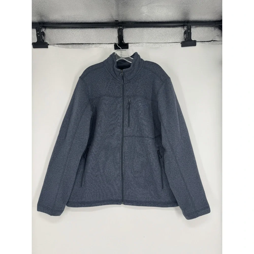 The North Face Fleece Sweater Jacket Mens Size XL Heather Navy Full Zip Up‎ Knit